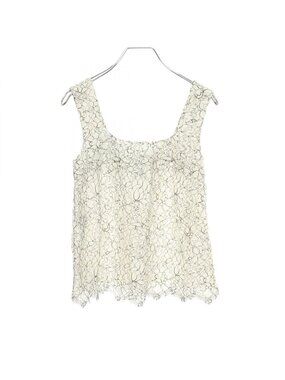 Chanel Floral Lace Sleeveless Cotton Rayon T-Shirt